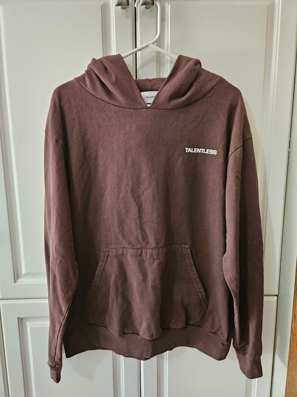 TALENTLESS Lightweight Coco Brown Unisex Hoodie Sweatshirt Streetwear Neutral - Picture 2 of 8